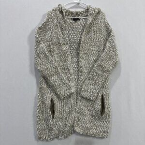 Kadence Chunky Knit Open Cozy Cardigan Size XL Beige Cream Hooded Pockets EUC